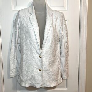 🌷Joan Vass White Jersey Lace Detail Blazer
